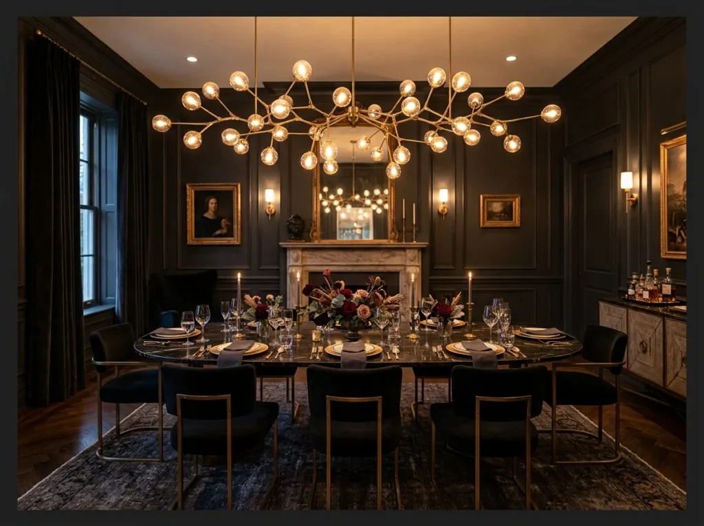 Statement Chandelier Above the Table